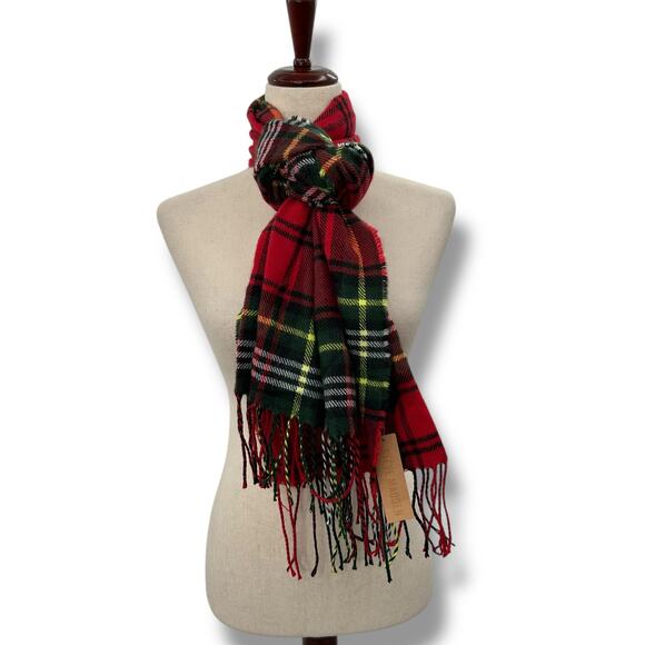 NEW Steve Madden RedTartan Plaid Scarf with Fringe Detail Winter Warm NWT - Picture 5 of 9
